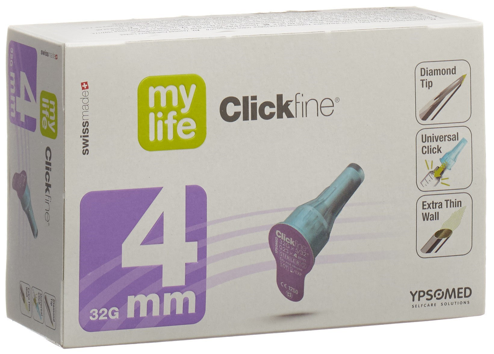 MYLIFE Clickfine Aiguilles Sûres 4mm 32G 100 Pièces | Confort
