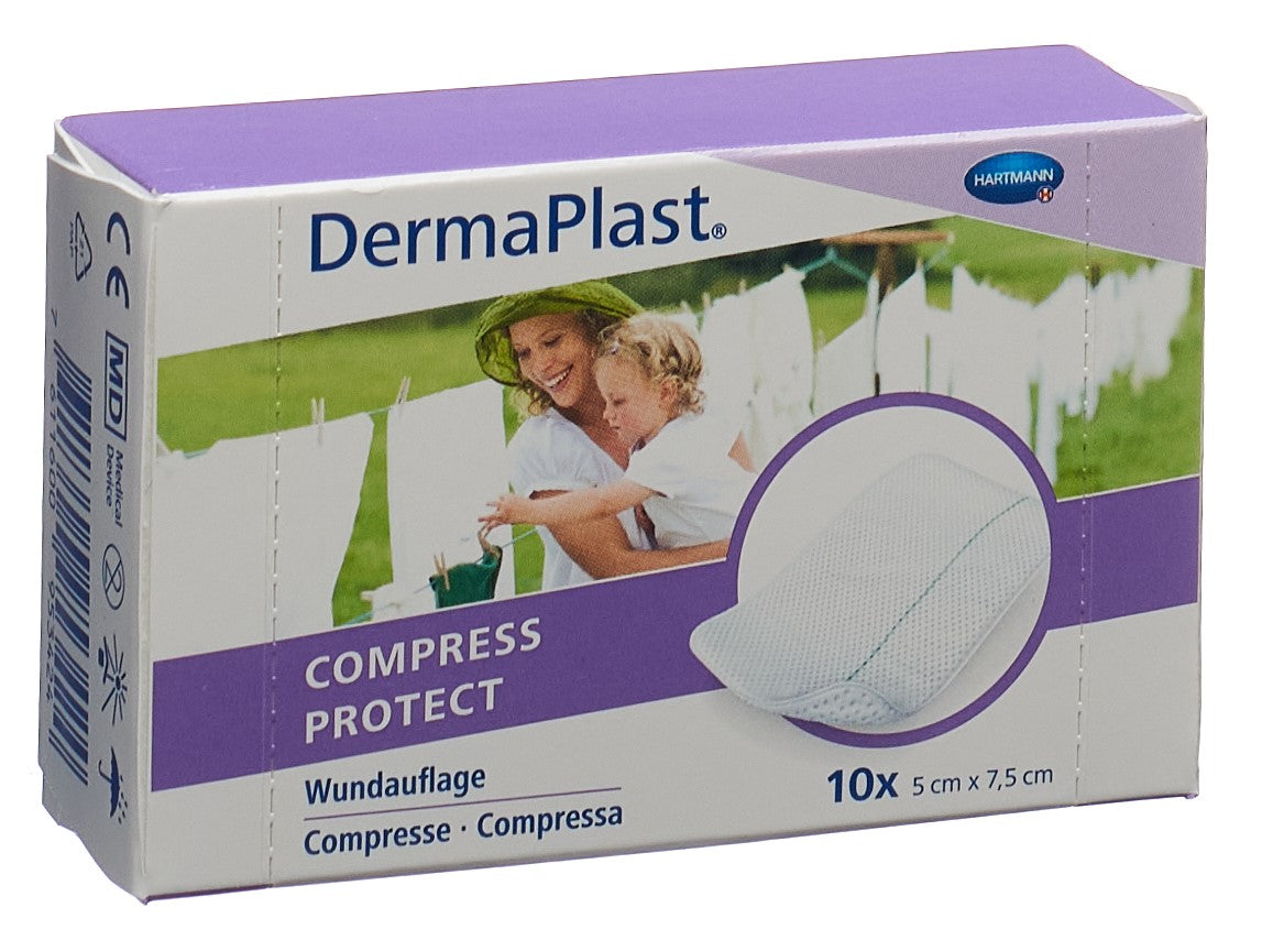 DERMAPLAST Compress Protect Pansement Adhésif Cicatrisation | 5 x 7.5 cm 10 Pièces