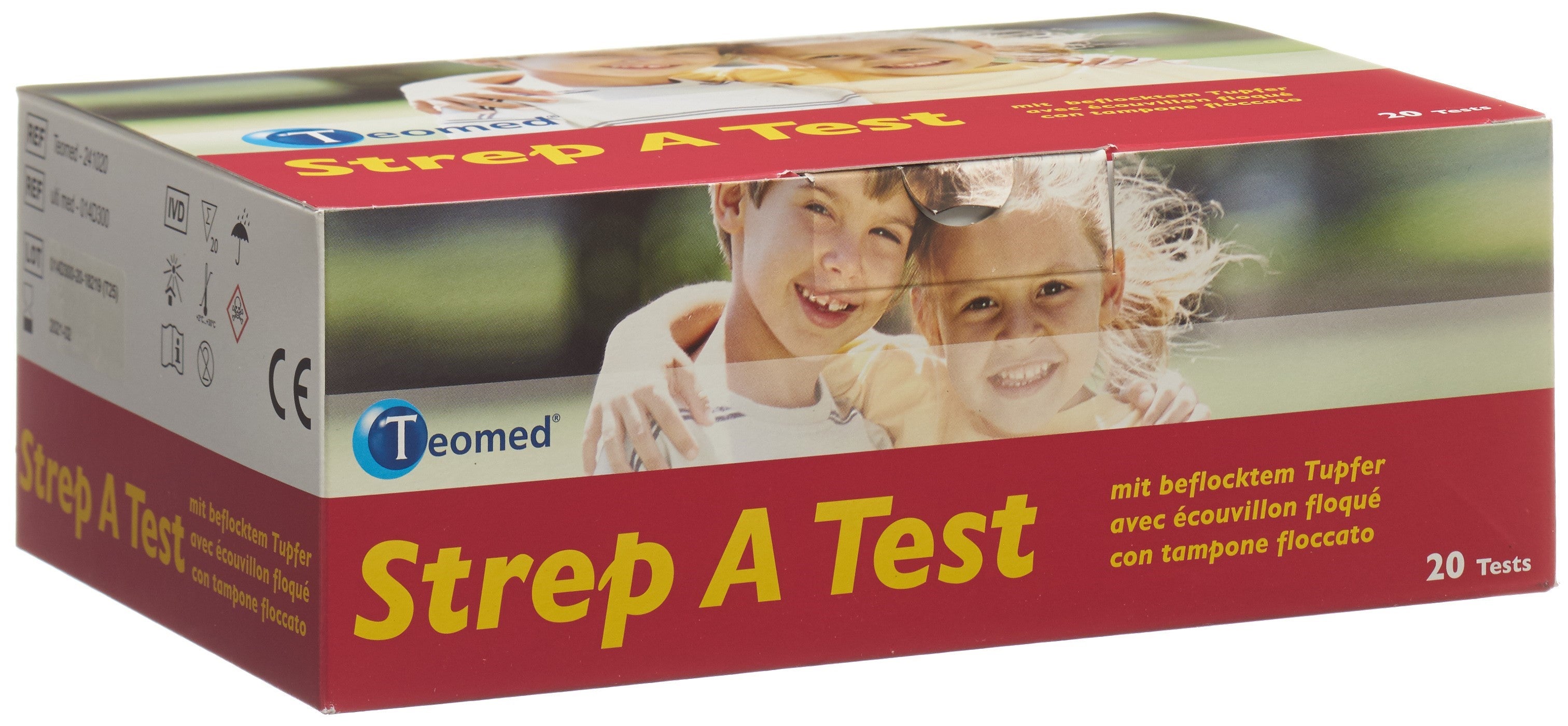 Teomed STREP A Test Rapide Écouvillon Floqué 20 Pièces