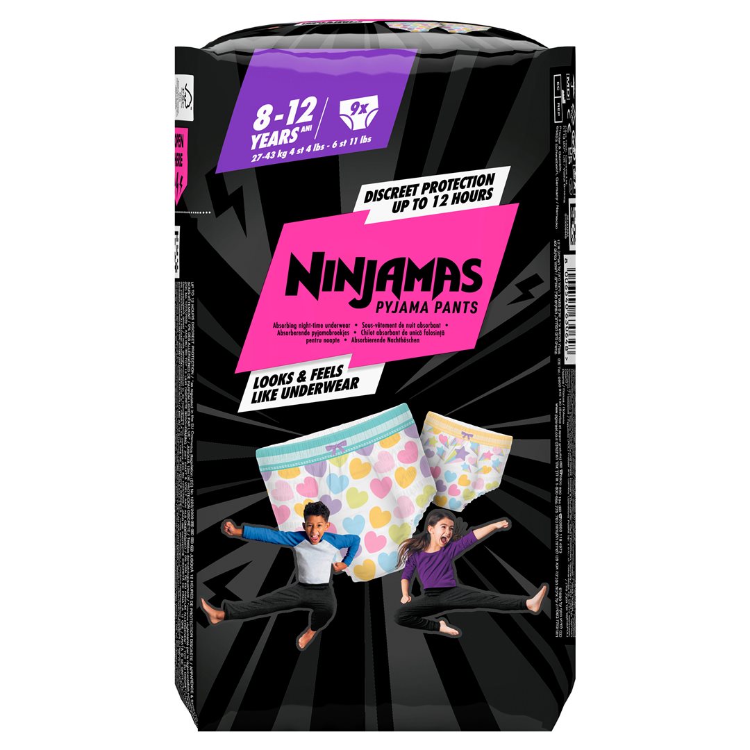 Pampers Ninjamas Culotte Pyjama Fille 8-12 ans 9 pièces