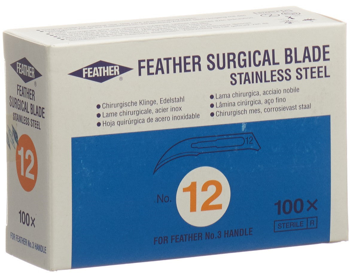 FEATHER Scalpel Stérile N°12 100 Pièces | Lames Chirurgicales Précises