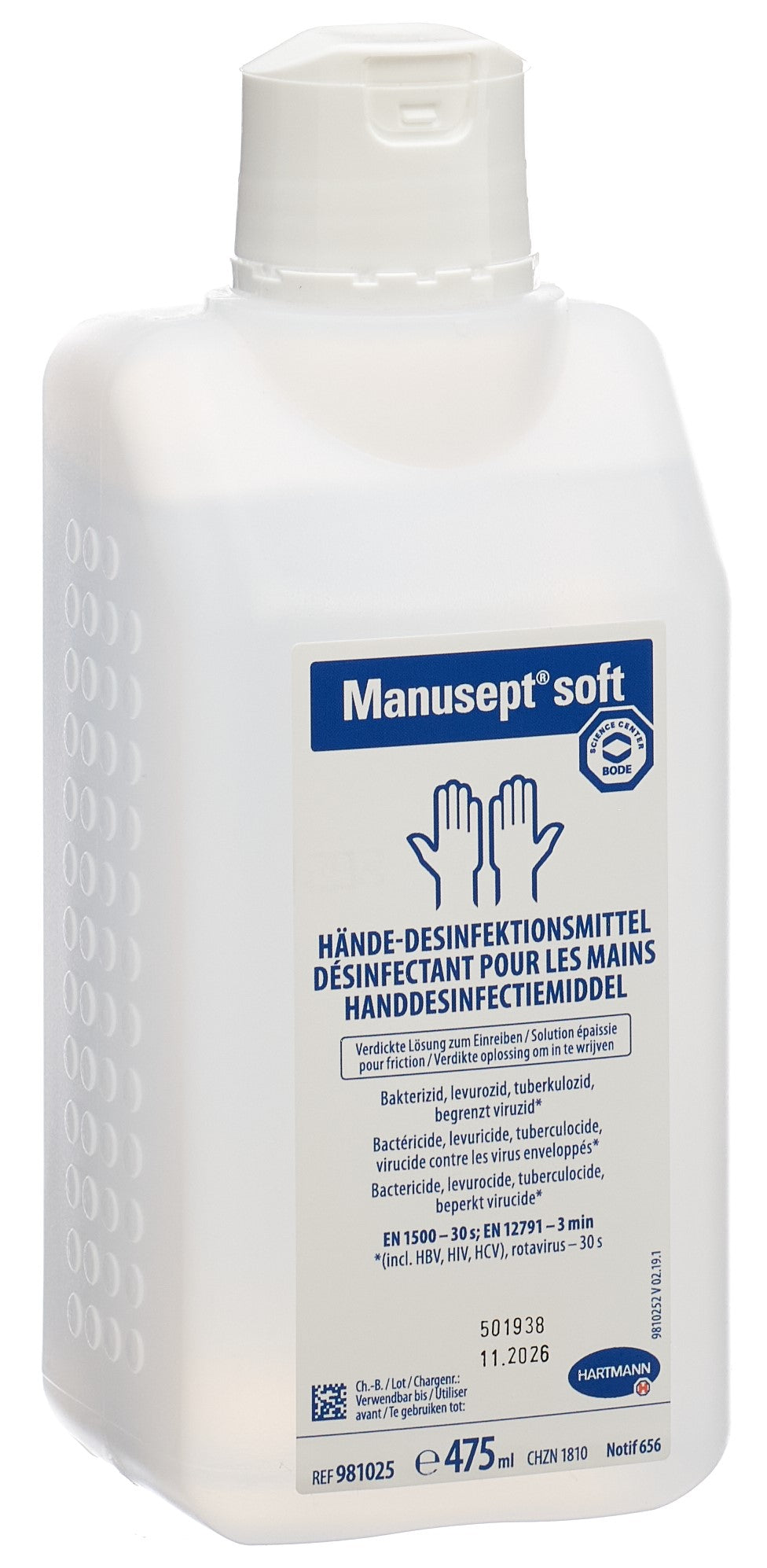 MANUSEPT Soft Désinfectant Mains 475 ml | Hygiène Efficace