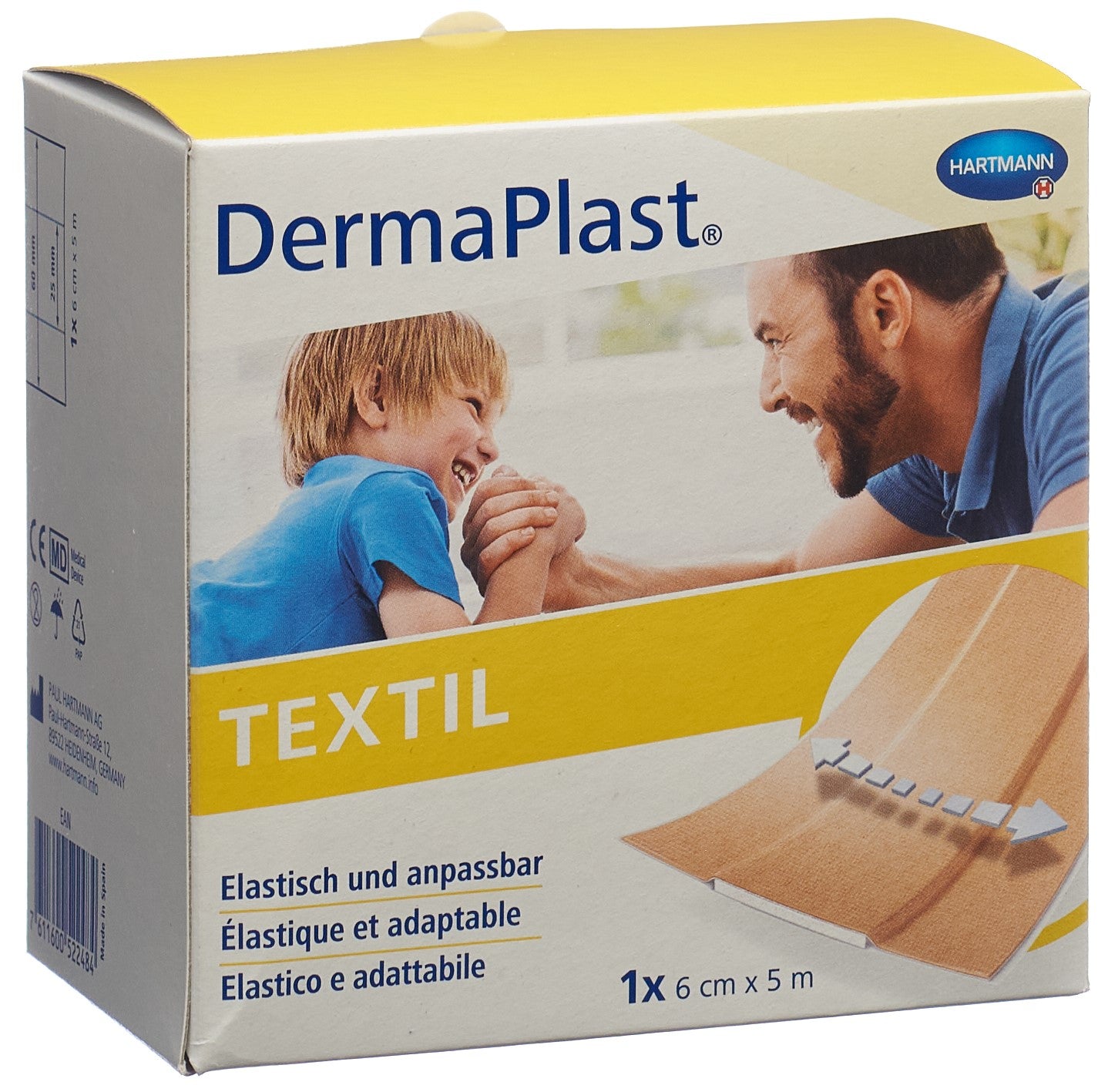 DERMAPLAST Pansement Textile Rapide 6 cm x 5 m | Soin Blessures Efficace