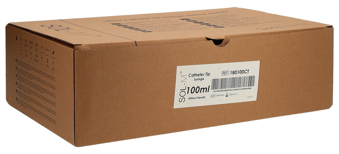 SOL-M Seringue 100 ml Pointe Cathéter Luer Lot de 30 | Usage Médical