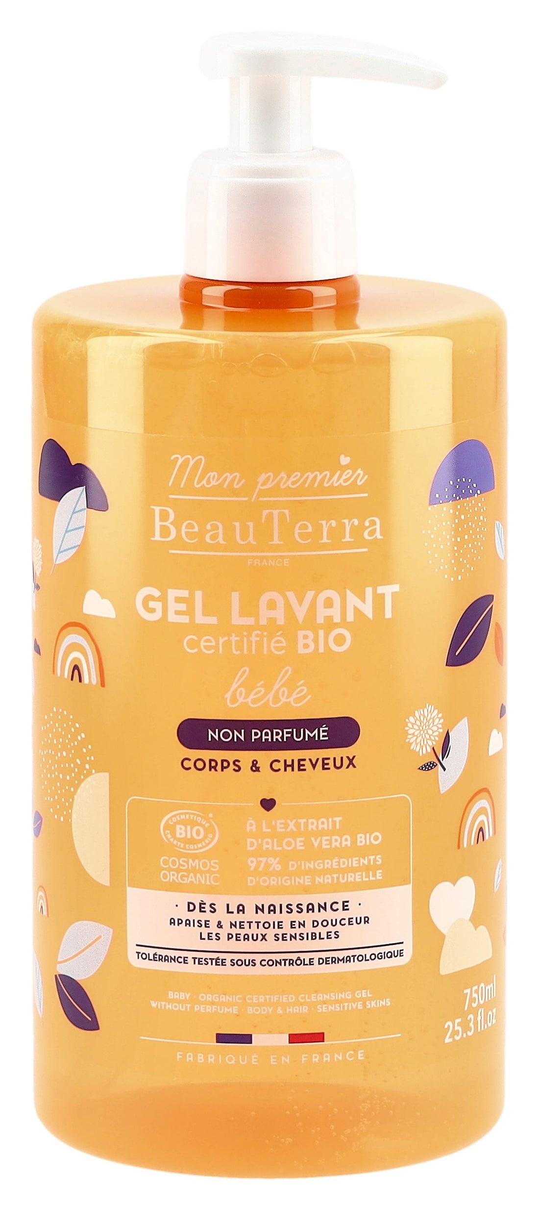 BEAUTERRA Gel Douche Bébé Bio 750 ml | Douceur &amp; Pureté
