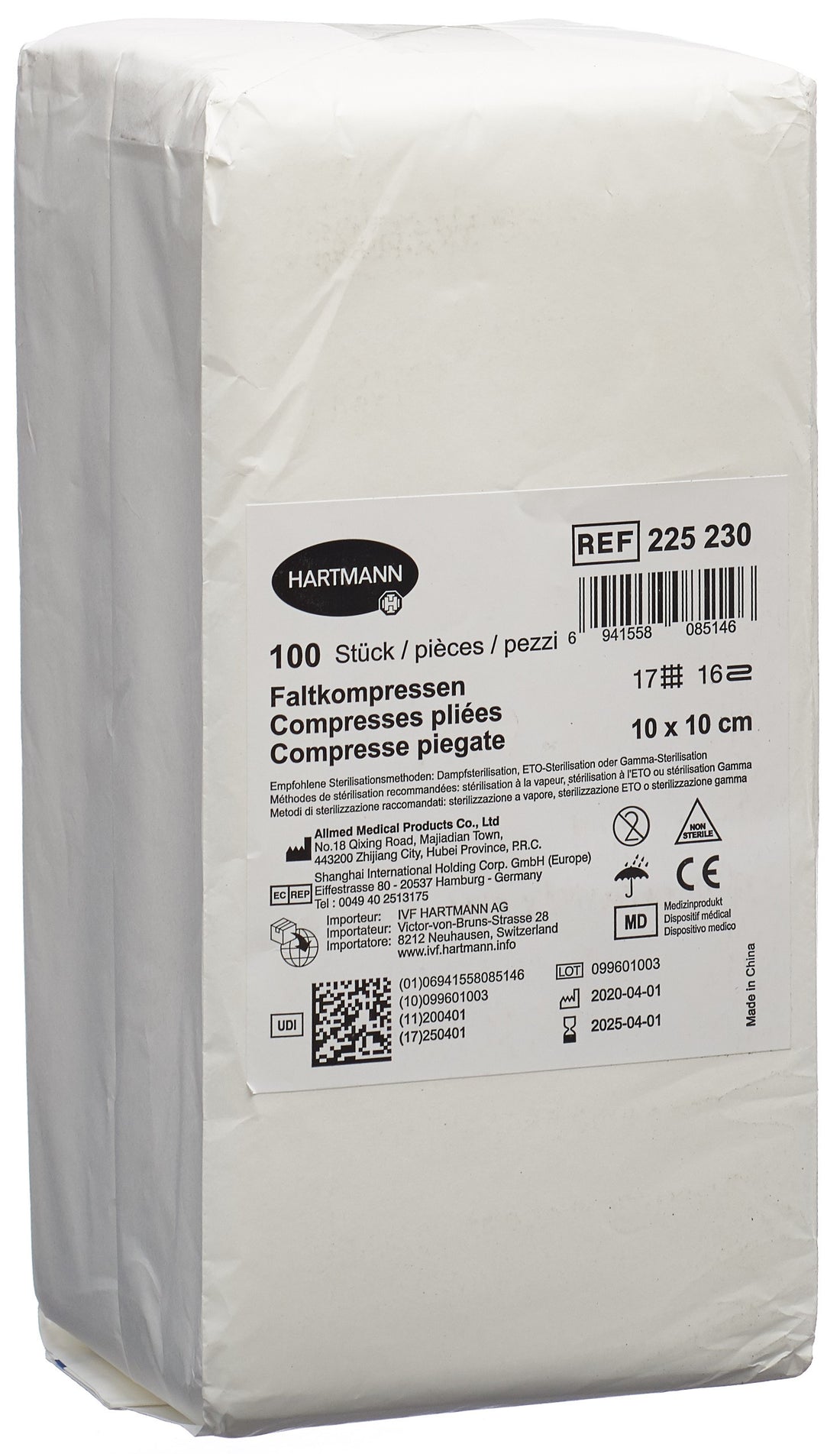 Compresse IVF T17 10x10cm 16 couches 100 pièces | Soin &amp; Hygiène