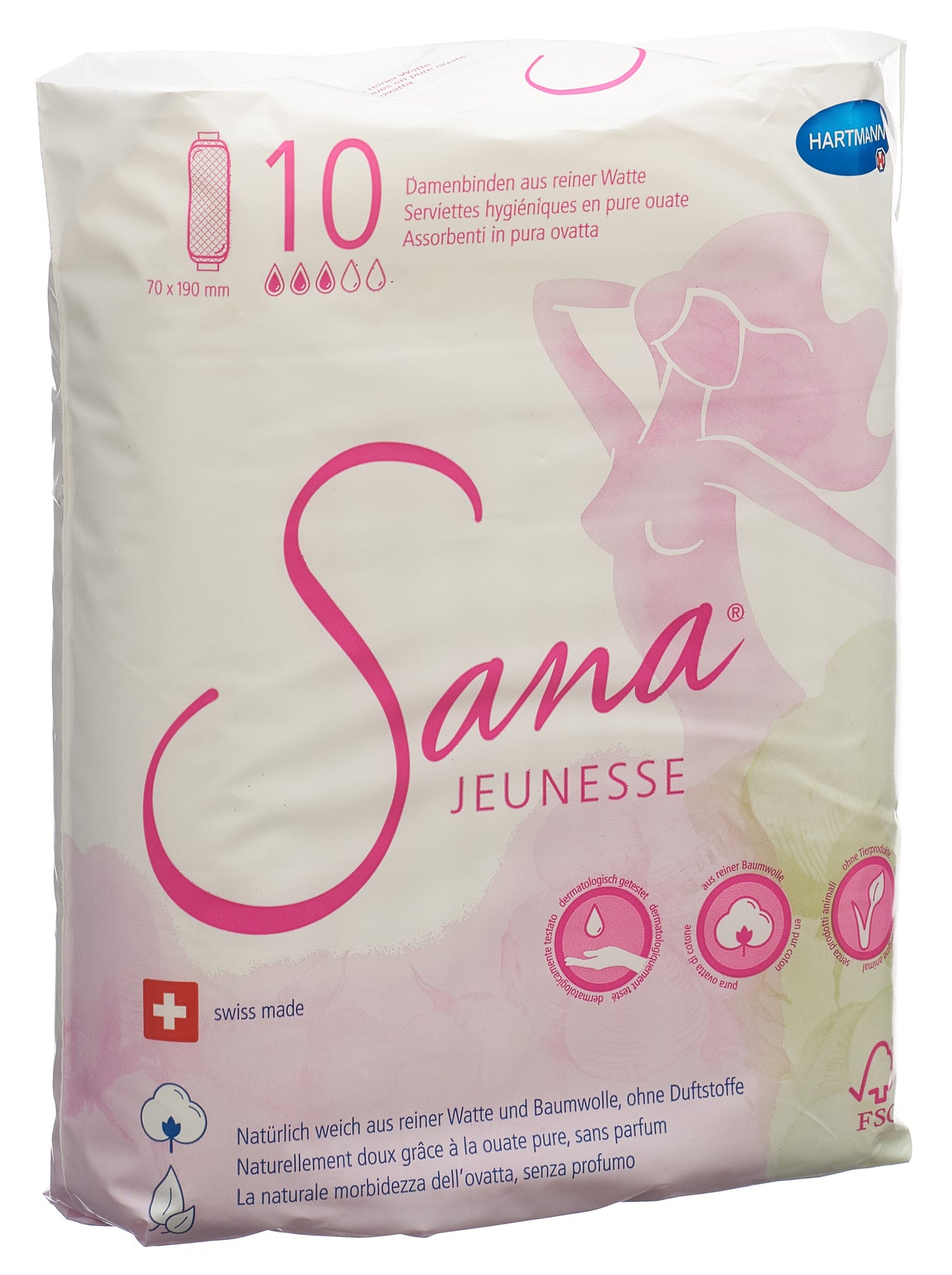 SANA JEUNESSE Serviettes Auto-Adhésives Douceur &amp; Confort | 10 Pièces