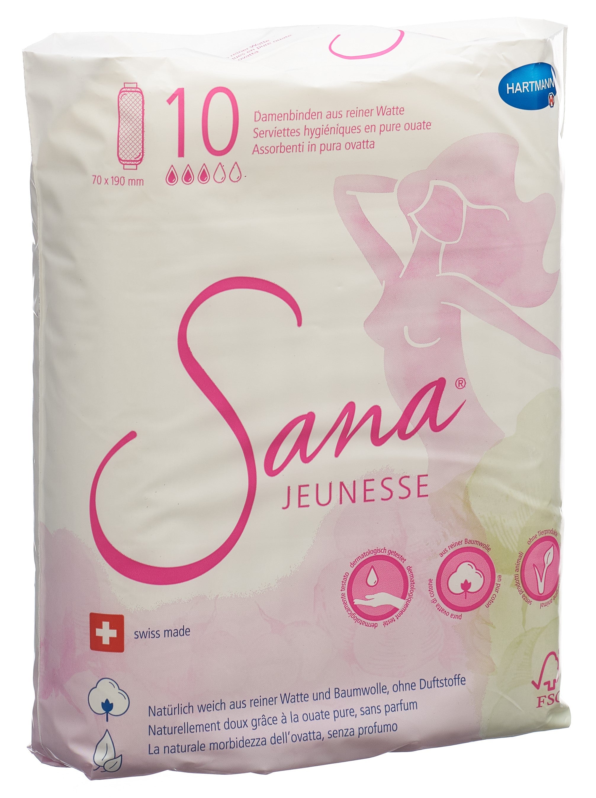 SANA JEUNESSE Serviettes Auto-Adhésives Douceur &amp; Confort | 10 Pièces