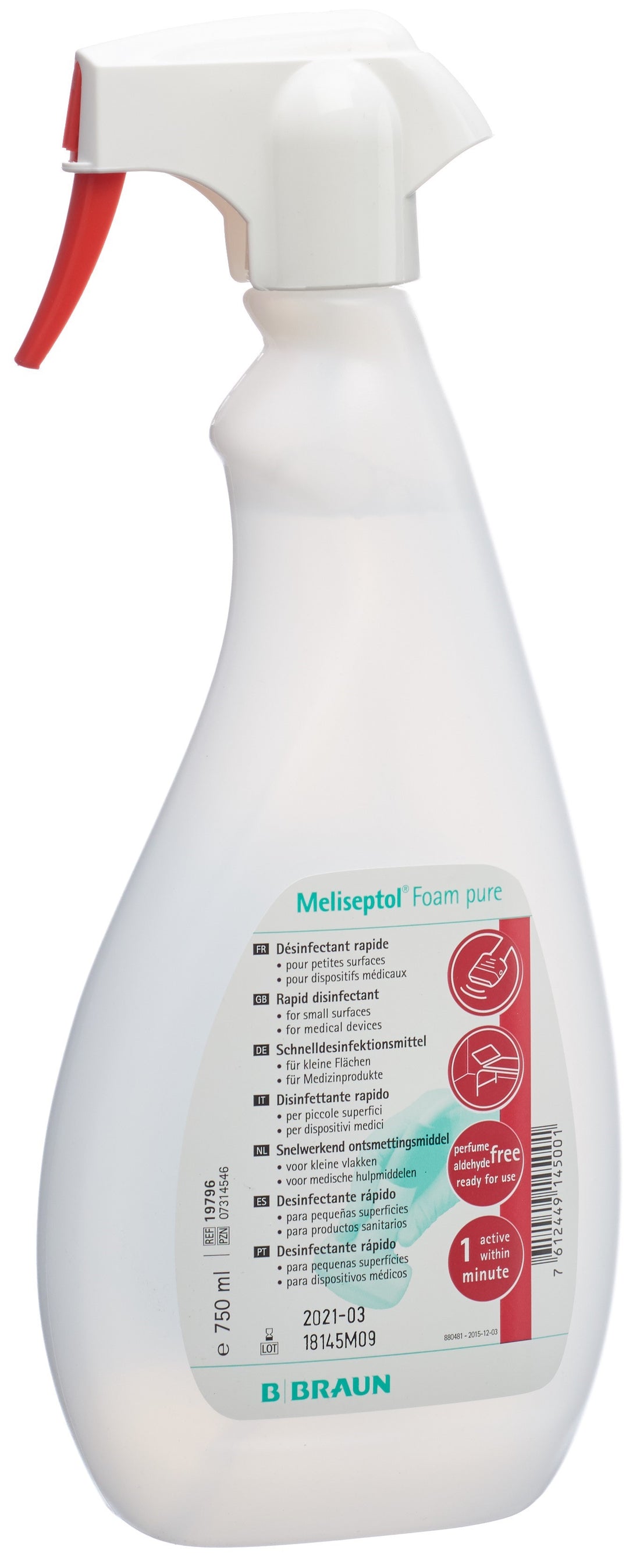 Meliseptol Mousse Désinfectante Mains Pure 750 ml