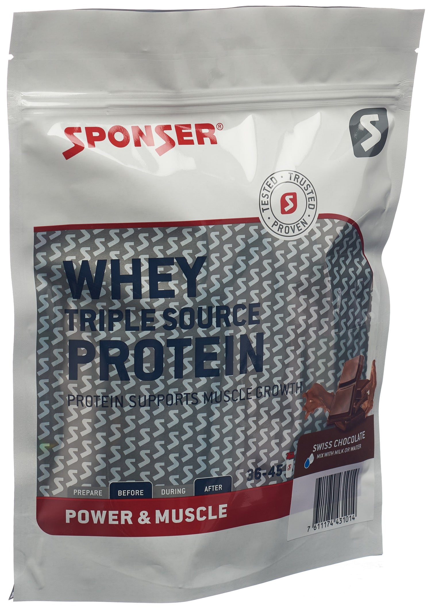 SPONSER Whey Triple Source Protéine Chocolat 500g | Récupération Musculaire