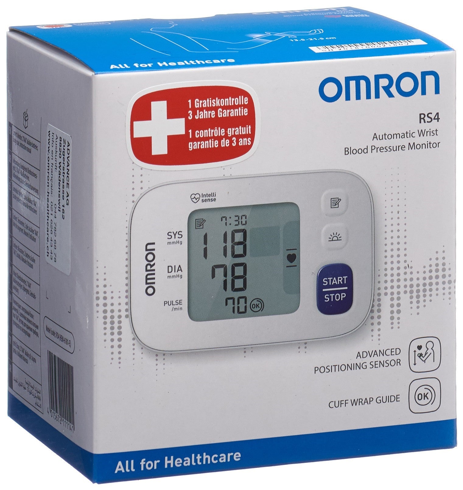 OMRON Tensiomètre Poignet RS4 Précis | Mesure Tension Artérielle