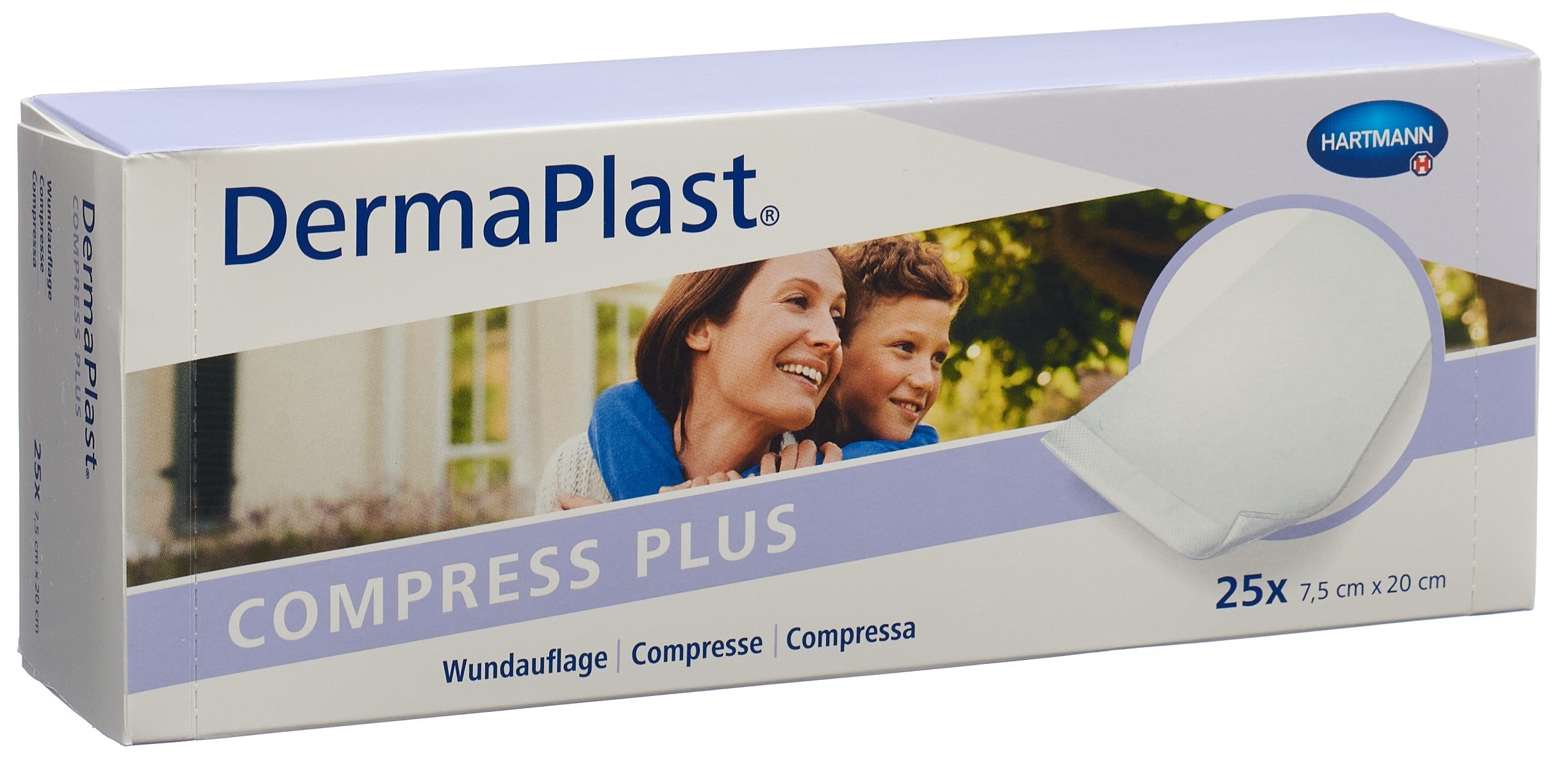 DERMAPLAST Compress Plus Pansement Compressif 7.5 x 20 cm 25 pièces