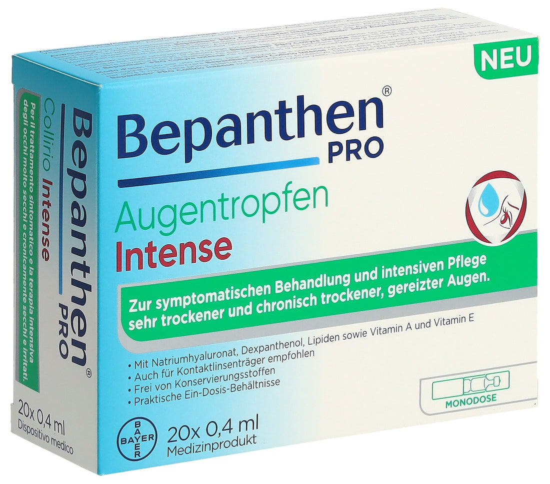 Bepanthen Pro Collyre Intensif Mono 20 Unidoses 0.4 ml Hydratation Intense