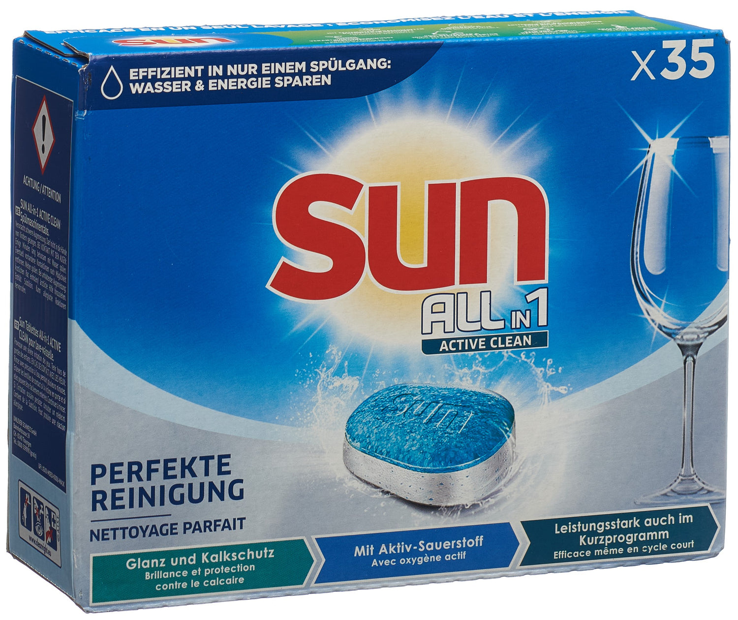 SUN All-in-1 Active Clean pastilles lave-vaisselle | Boîte 35 pièces