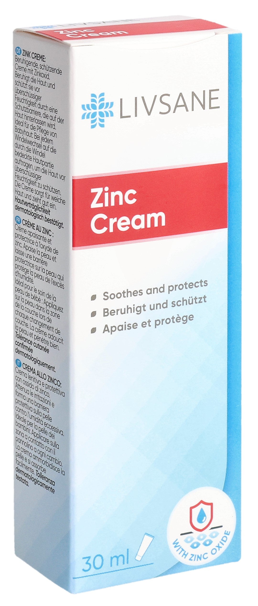 LIVSANE Crème Oxyde de Zinc 30 ml Apaisante | Soin Peau Irritée