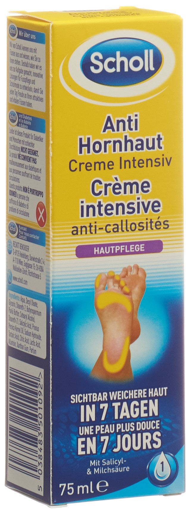 Scholl Crème Intensive Anti-Callosités Pieds Soin Réparateur | Tube 75 ml