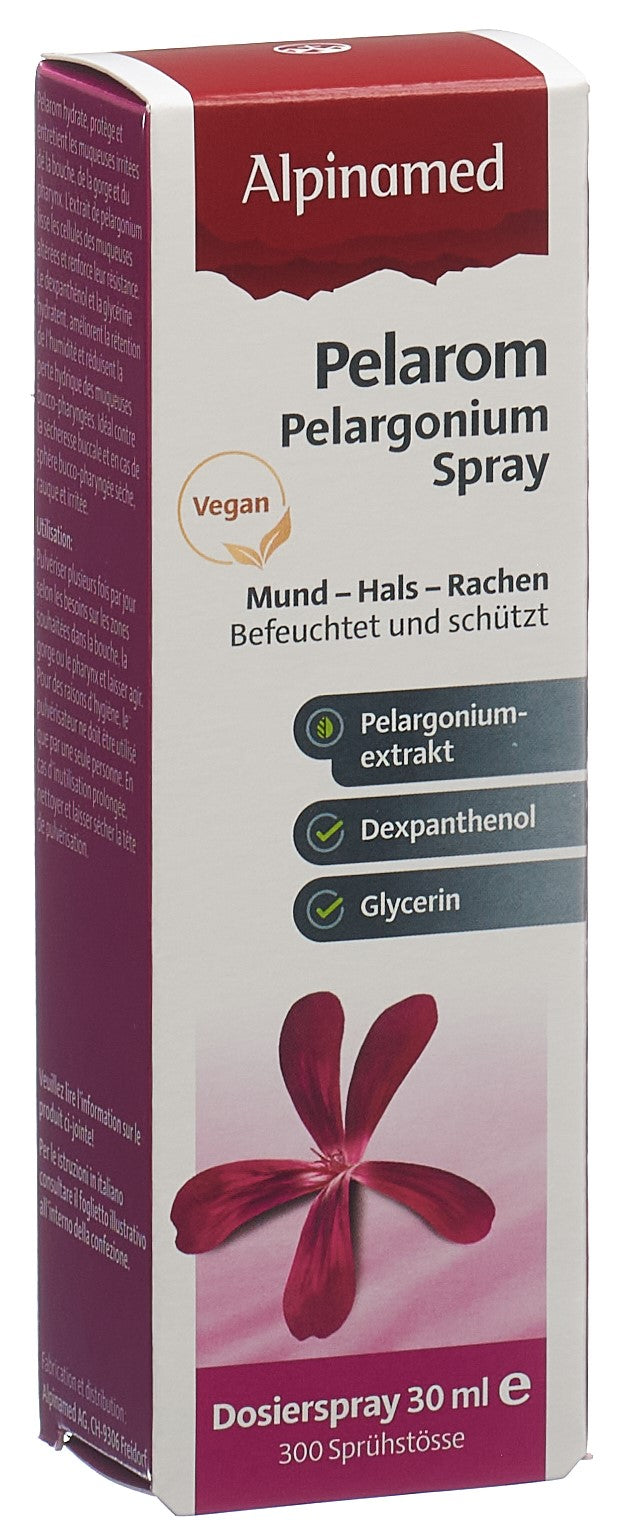 ALPINAMED Pelarom Spray Gorge Pelargonium 30 ml Soulagement Naturel | Spray