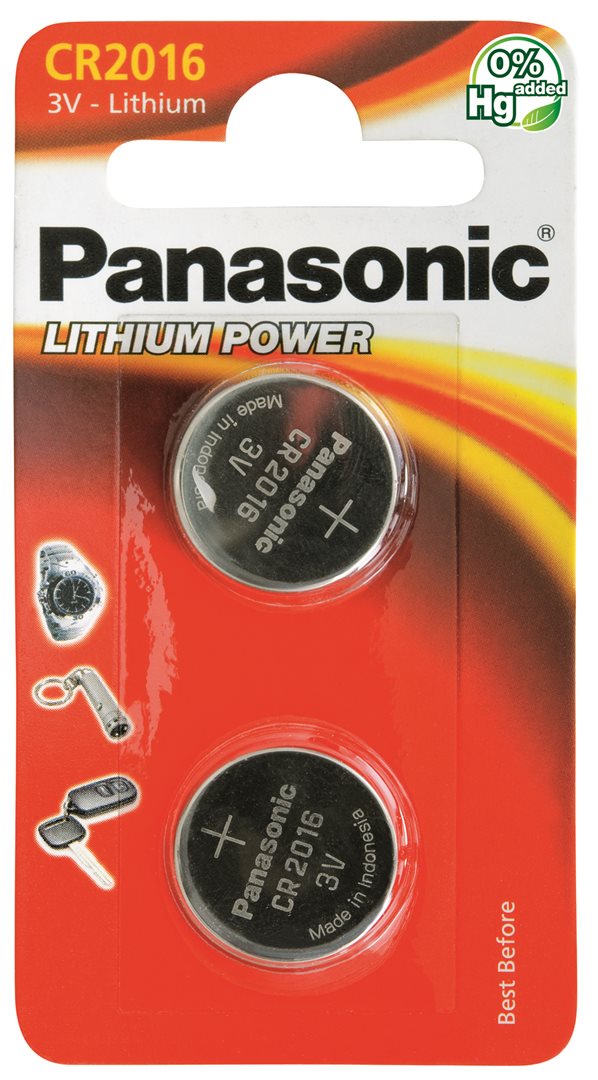 PANASONIC CR2016 Piles Bouton Longue Durée 2 Pièces