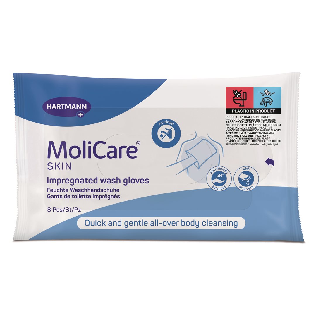MOLICARE Skin gants de toilette (nouv) sach 8 pce
