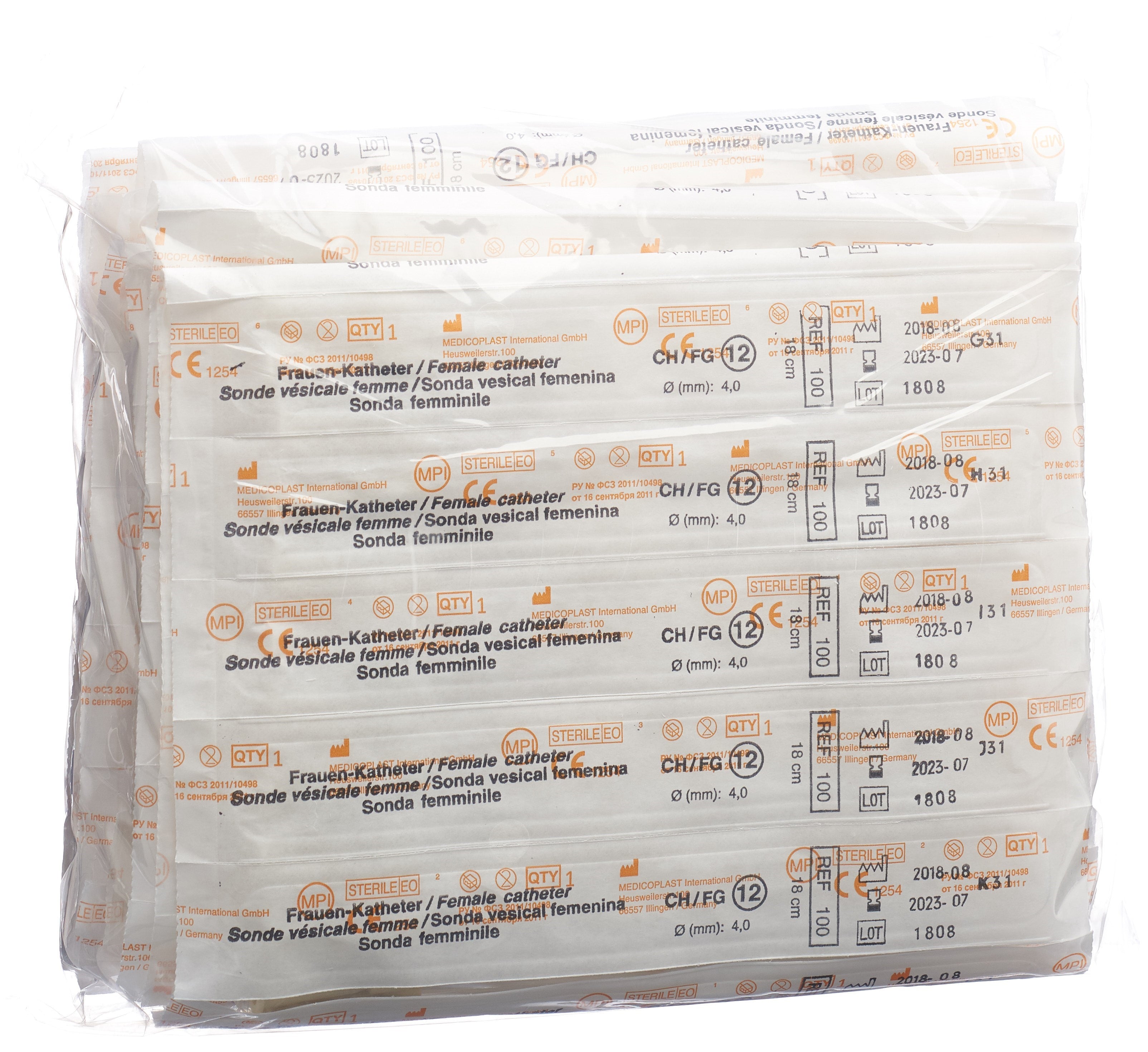 QUALIMED Sonde Vésicale Femme CH12 18cm PVC Stérile 100 Pièces