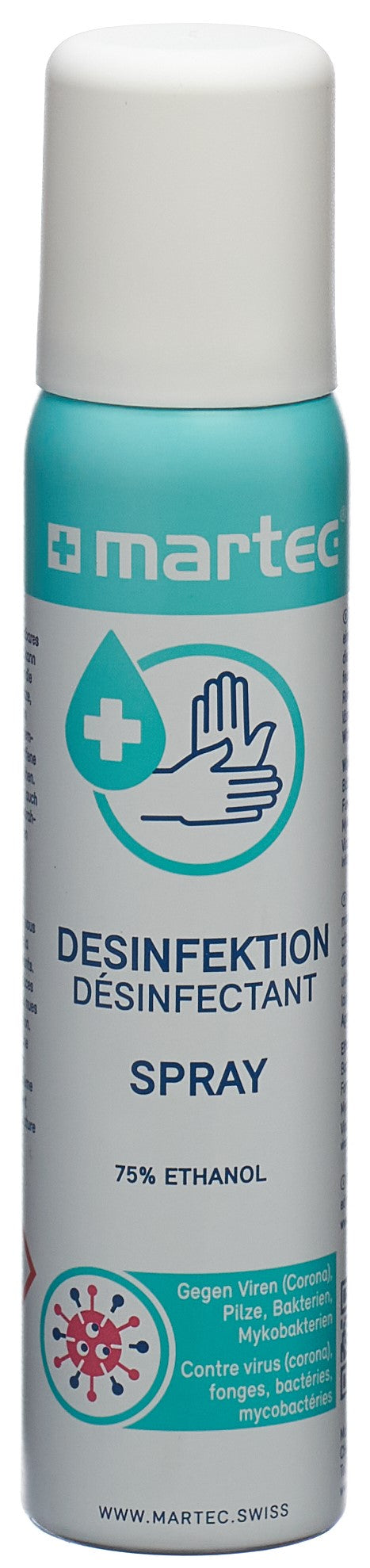 MARTEC Désinfectant Mains Spray Aérosol 100 ml | Hygiène Rapide
