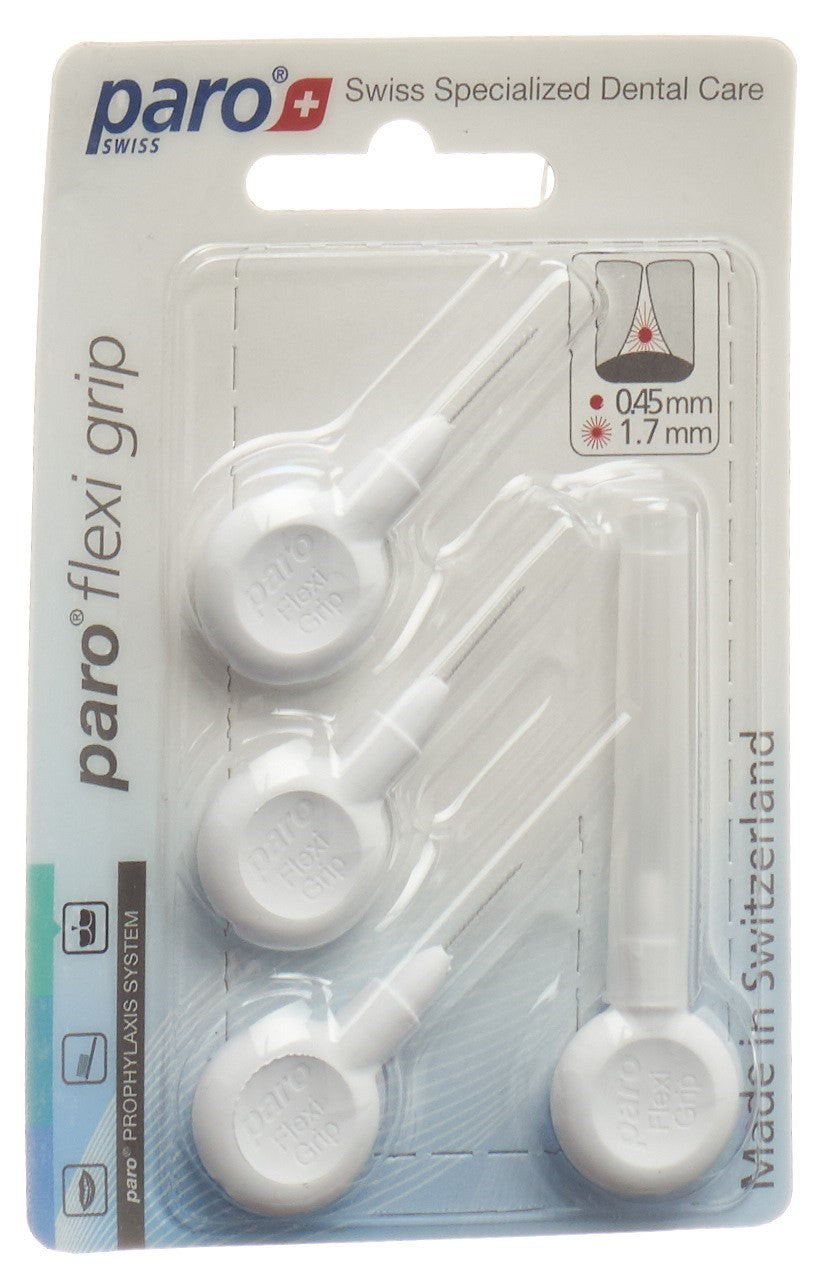PARO Flexi Grip Brosse Interdentaire 1.7mm Cylindrique Blanche 4 Pièces | Soin Dentaire Efficace