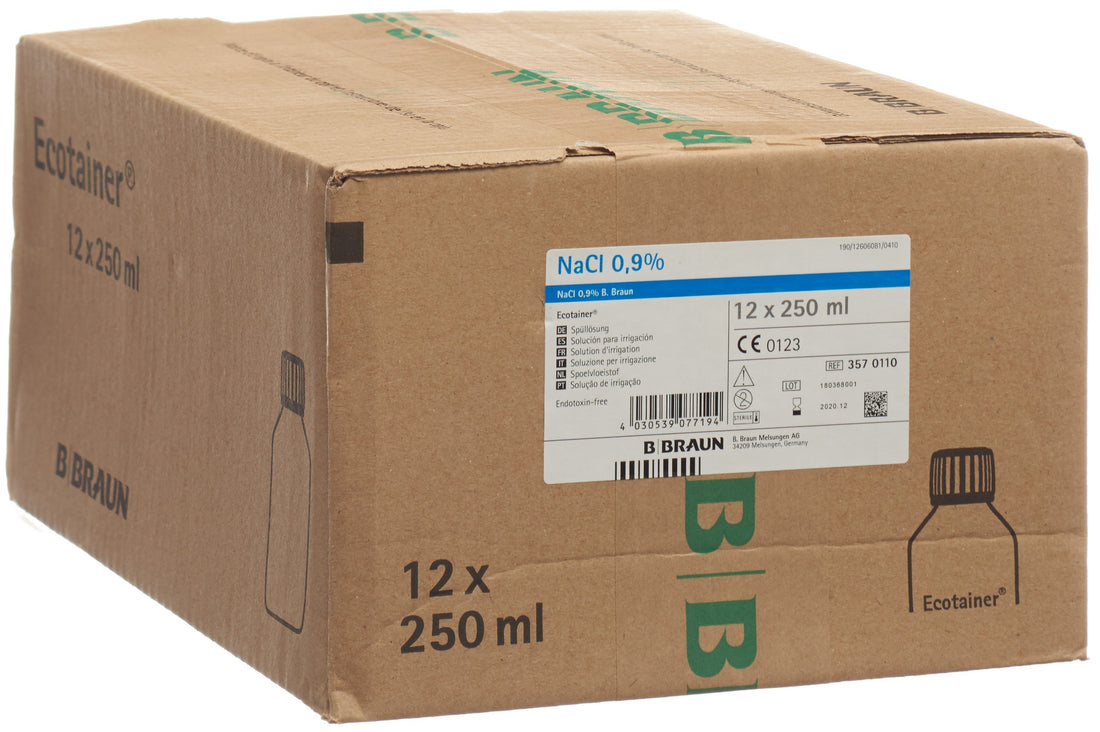 Braun NaCl 0.9% Solution Physiologique 250ml | Lot de 12