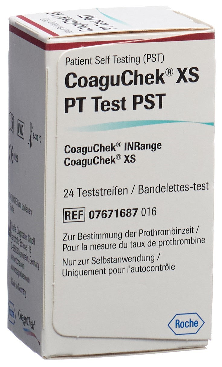 CoaguChek XS Système de mesure de la coagulation sanguine | 24 bandelettes réactives