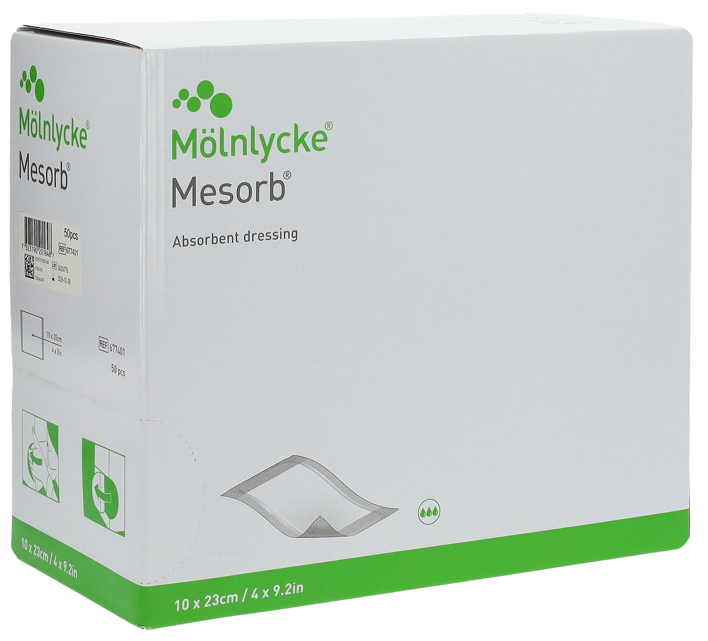 MESORB Pansement Absorbant Stérile 10x23cm | 50 Pièces