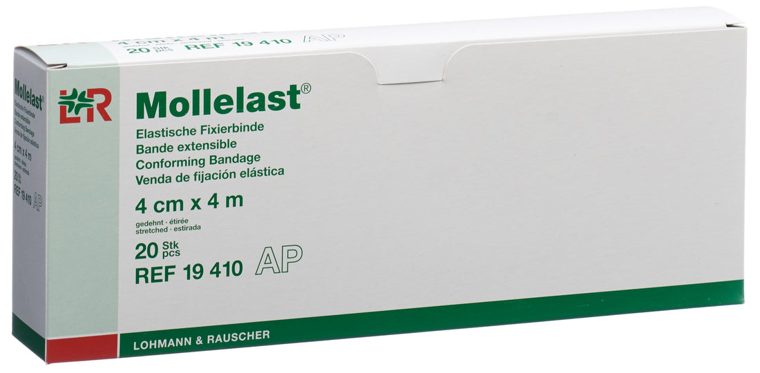 MOLLELAST Bande Élastique Fixation 4cm x 4m Blanc | Lot 20 Unités