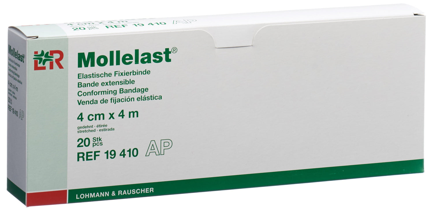MOLLELAST Bande Élastique Fixation 4cm x 4m Blanc | Lot 20 Unités