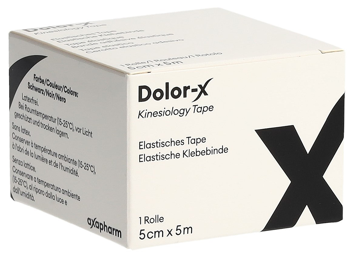 DOLOR-X Bande Kinesio 5 cm x 5 m Noir Soulagement Douleur | Noir