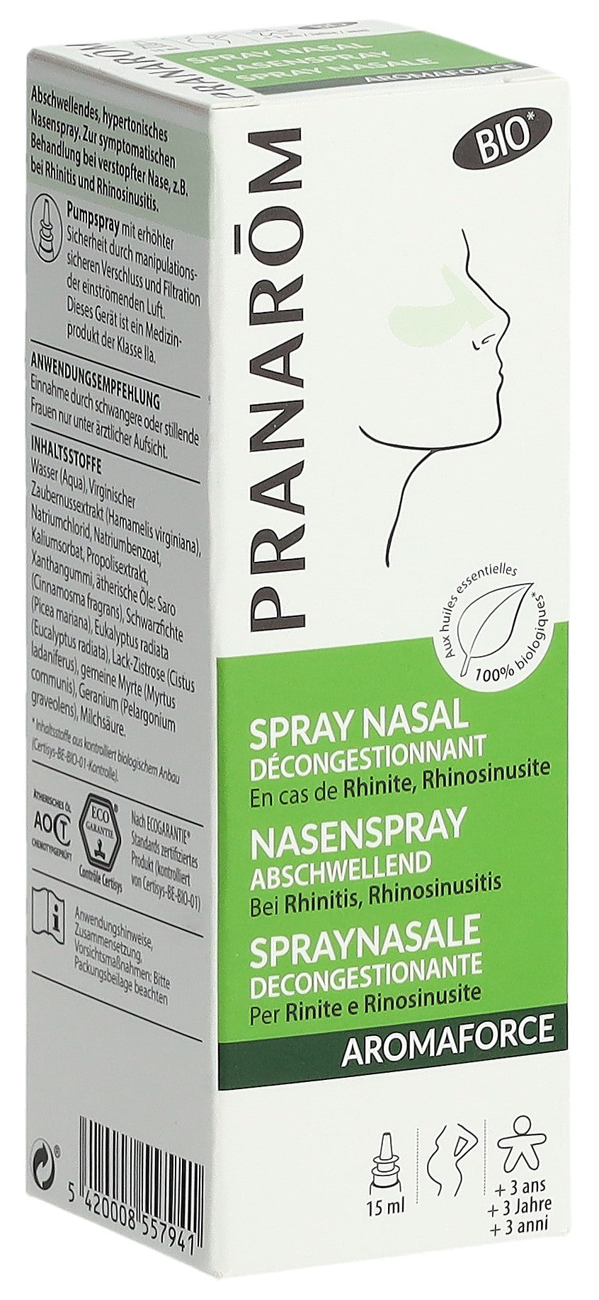 PRANAROM Aromaforce Spray Nasal Décongestionnant Bio 15 ml