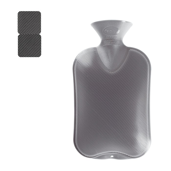 FASHY Bouillotte 2L Rainurée Doublée Anthracite | Confort Chaleur