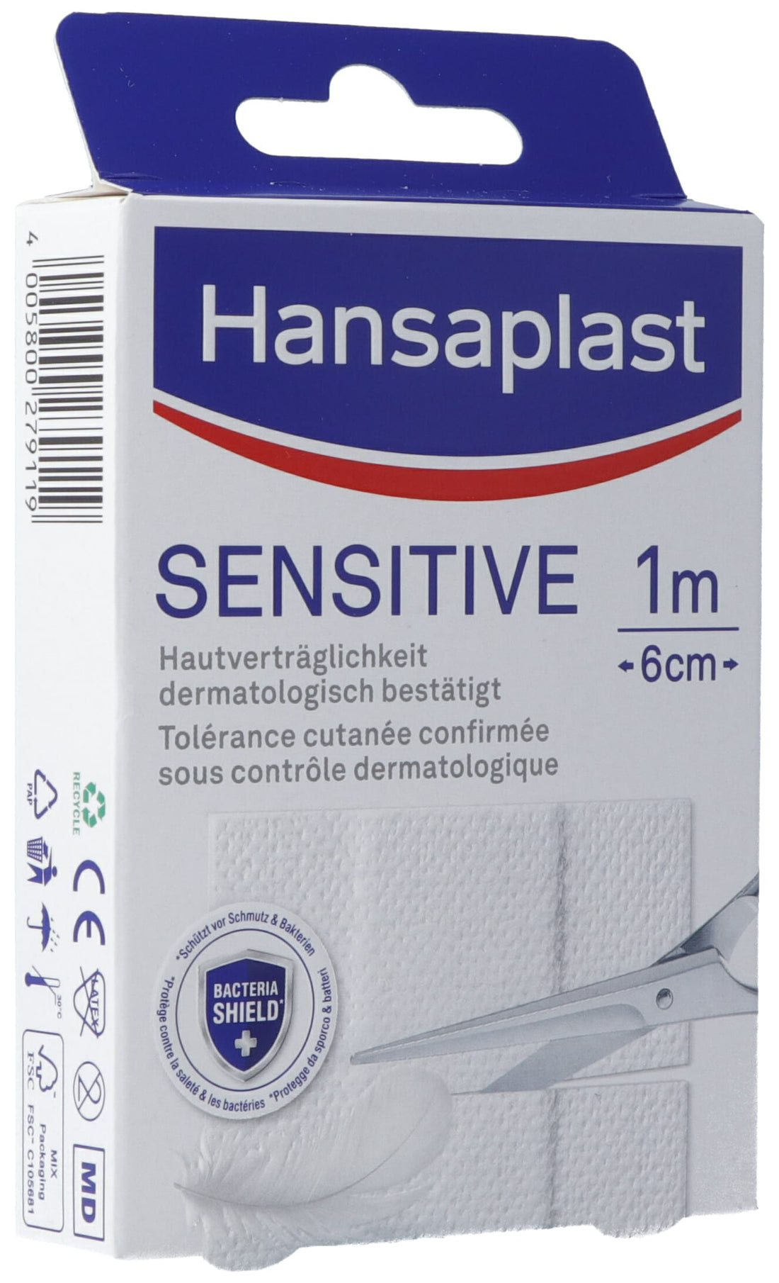 HANSAPLAST Pansement Sensitive 6 cm x 1 m Hypoallergénique | Rouleau