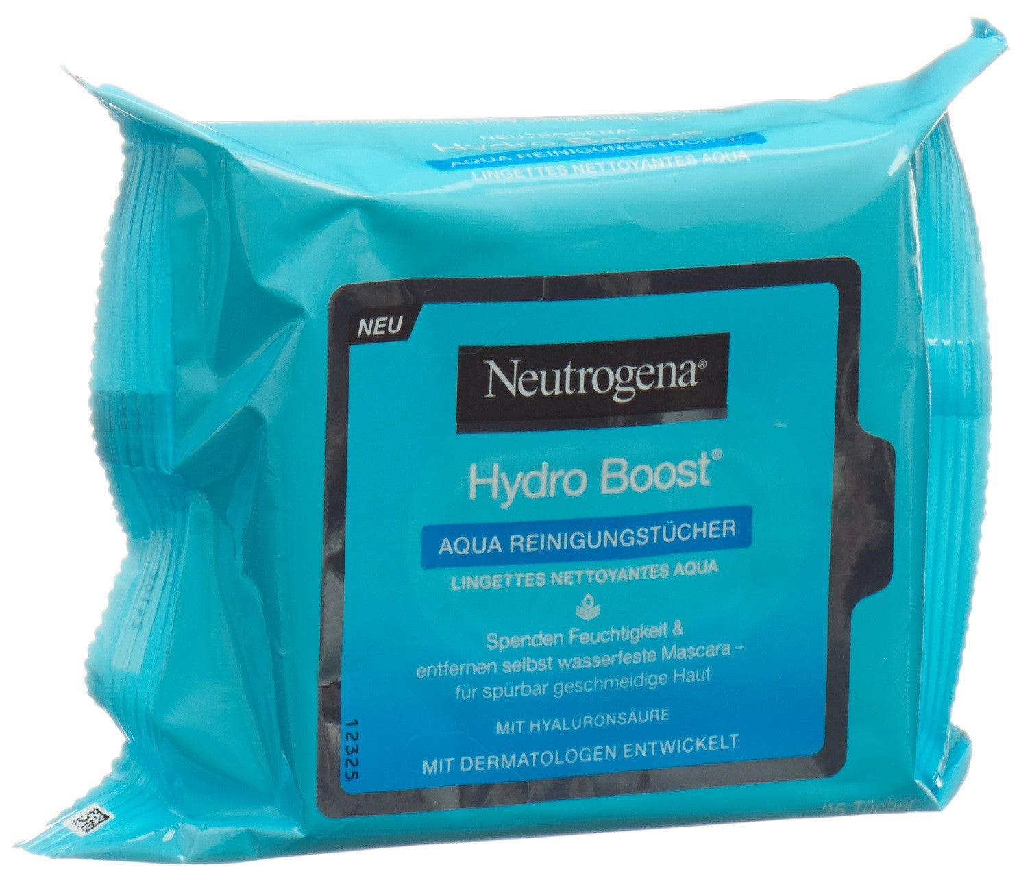 NEUTROGENA Hydro Boost Lingettes Nettoyantes Aqua 25 Pièces | Peau Hydratée