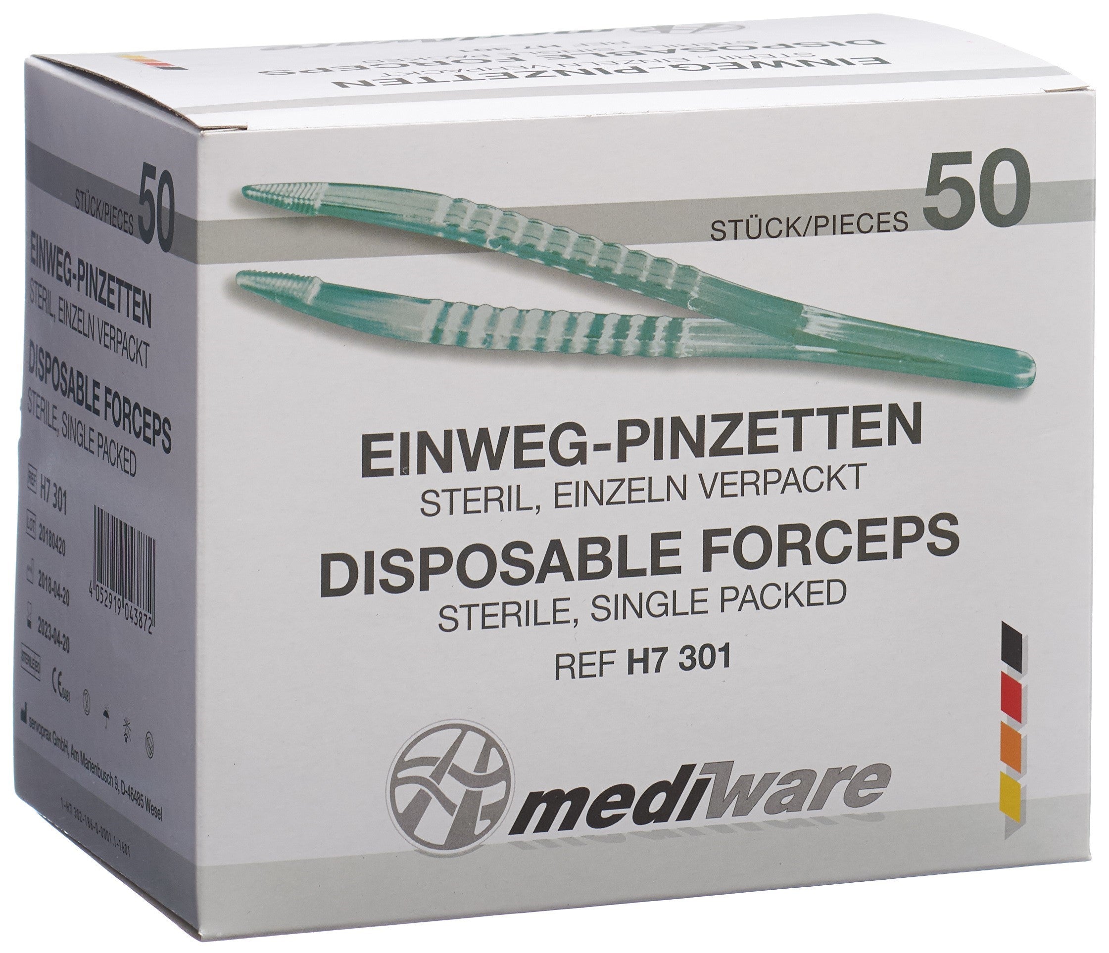 SERVOPRAX Pince à Épiler Chirurgicale 12.5cm Stérilisée 50 Pièces