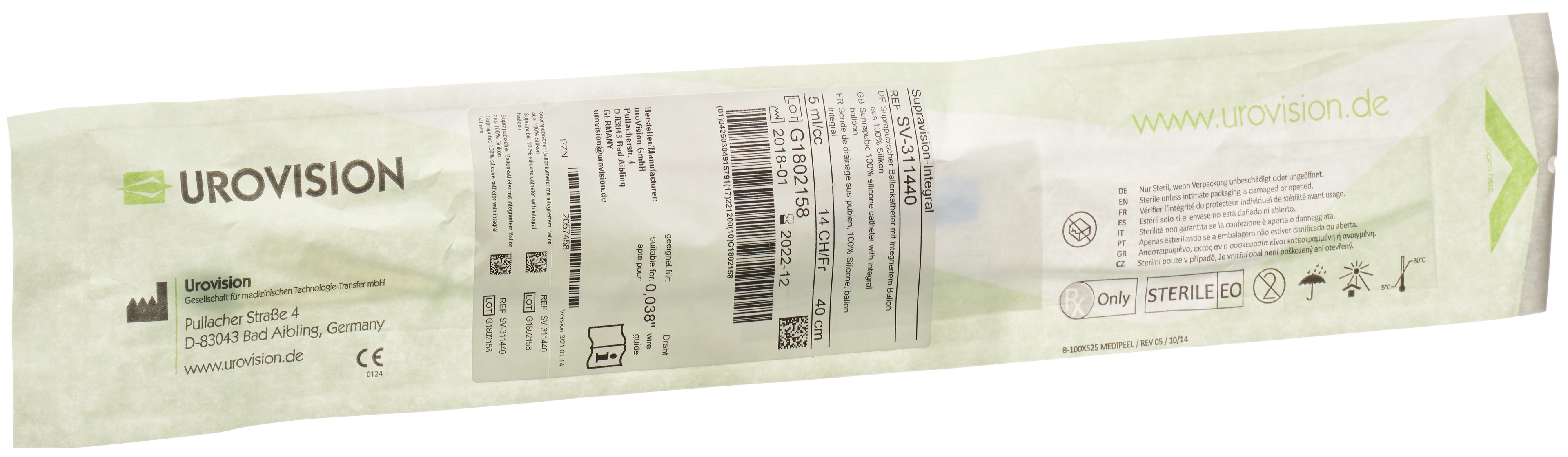 UROVISION Cathéter Ballon Transu CH 14 40cm Silicone Confort | Dispositif Médical