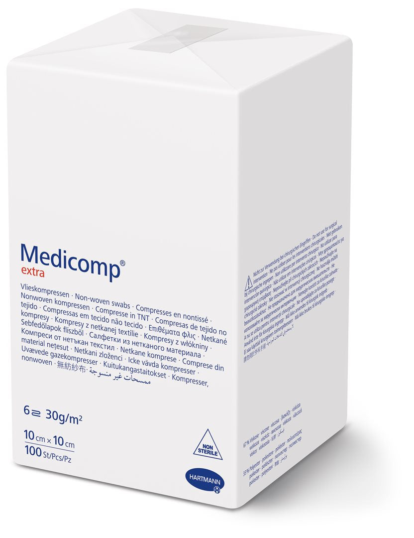 MEDICOMP Extra Compresses Coton 6 plis S30 10x10cm non stériles 100 pièces