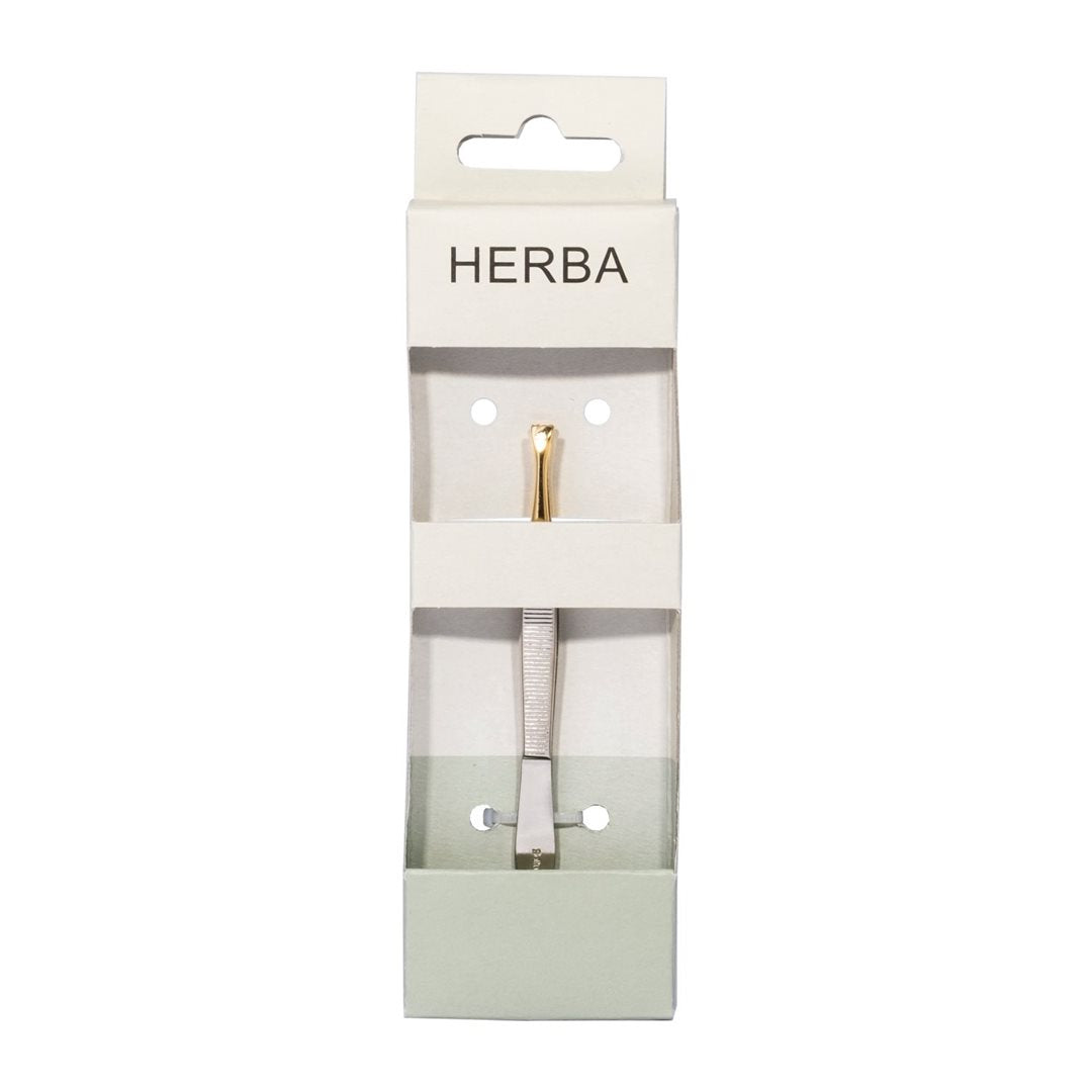 HERBA Pince à Épiler Chirurgicale 7.5 cm Pointe Dorée | Précision &amp; Hygiène