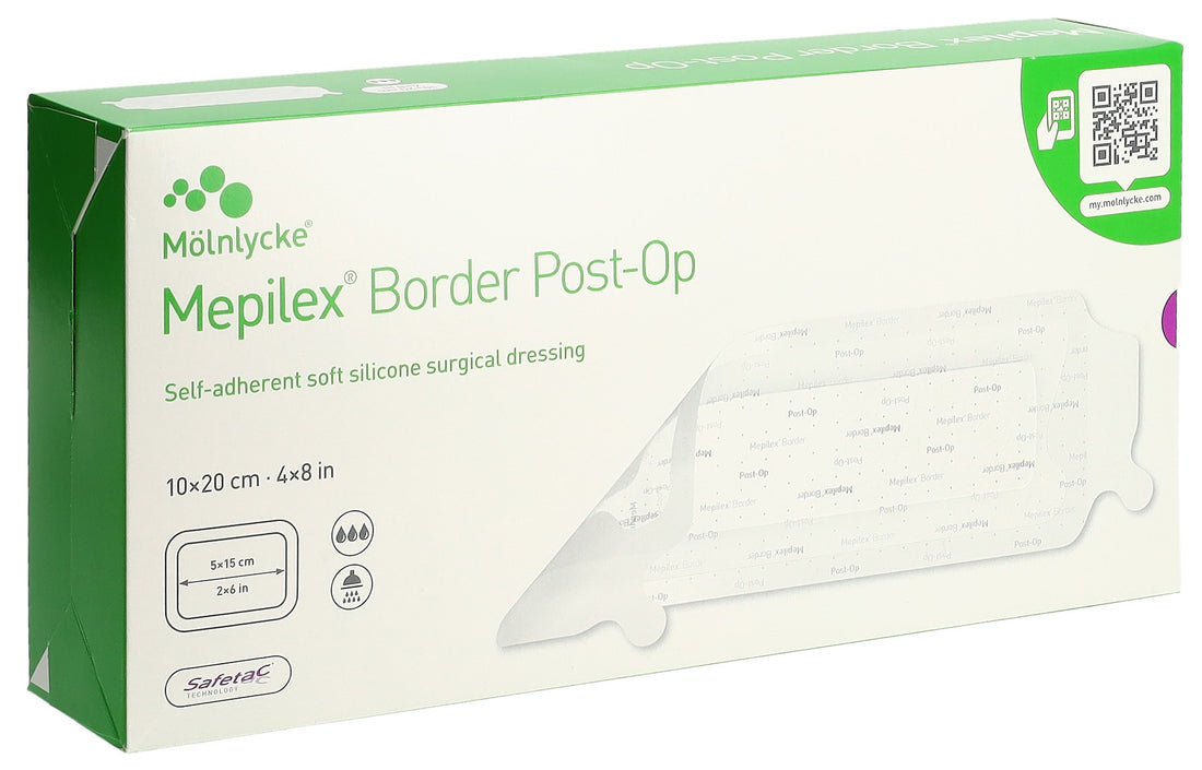 Mölnlycke MEPILEX Border Post-Op Pansement Adhésif Cicatrisation 10x20cm 10 pièces