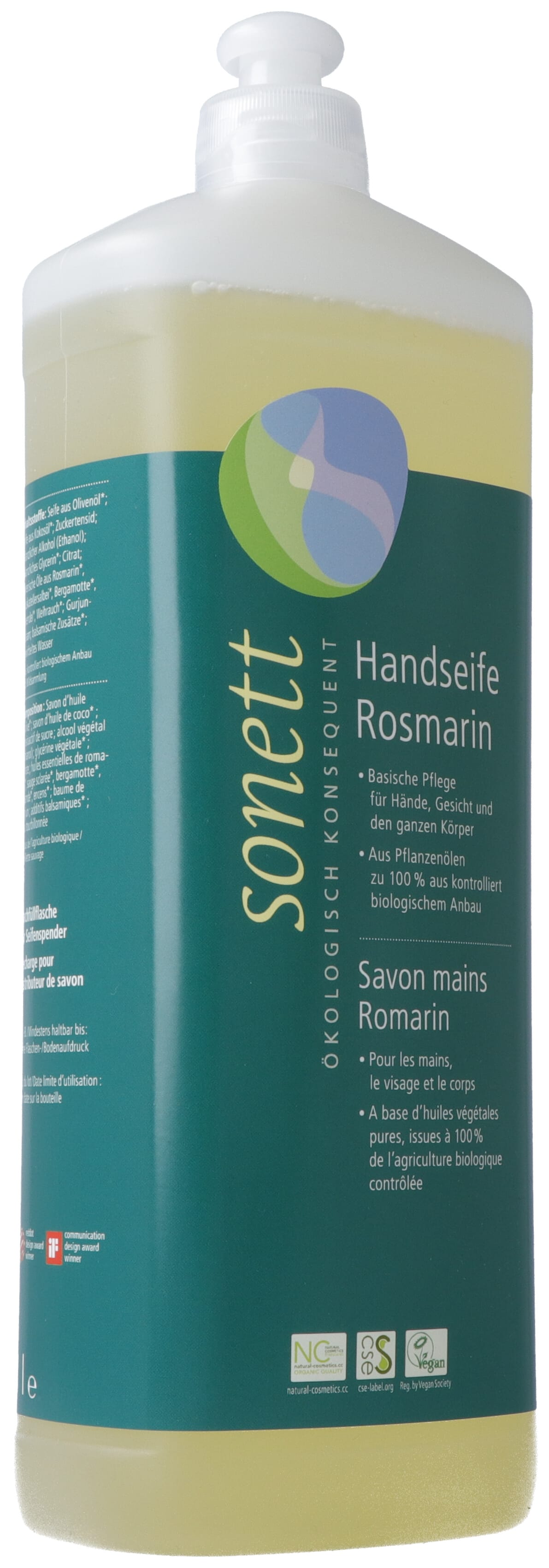 SONETT Savon Mains Romarin Bio Recharge 1 L | Douceur &amp; Fraîcheur