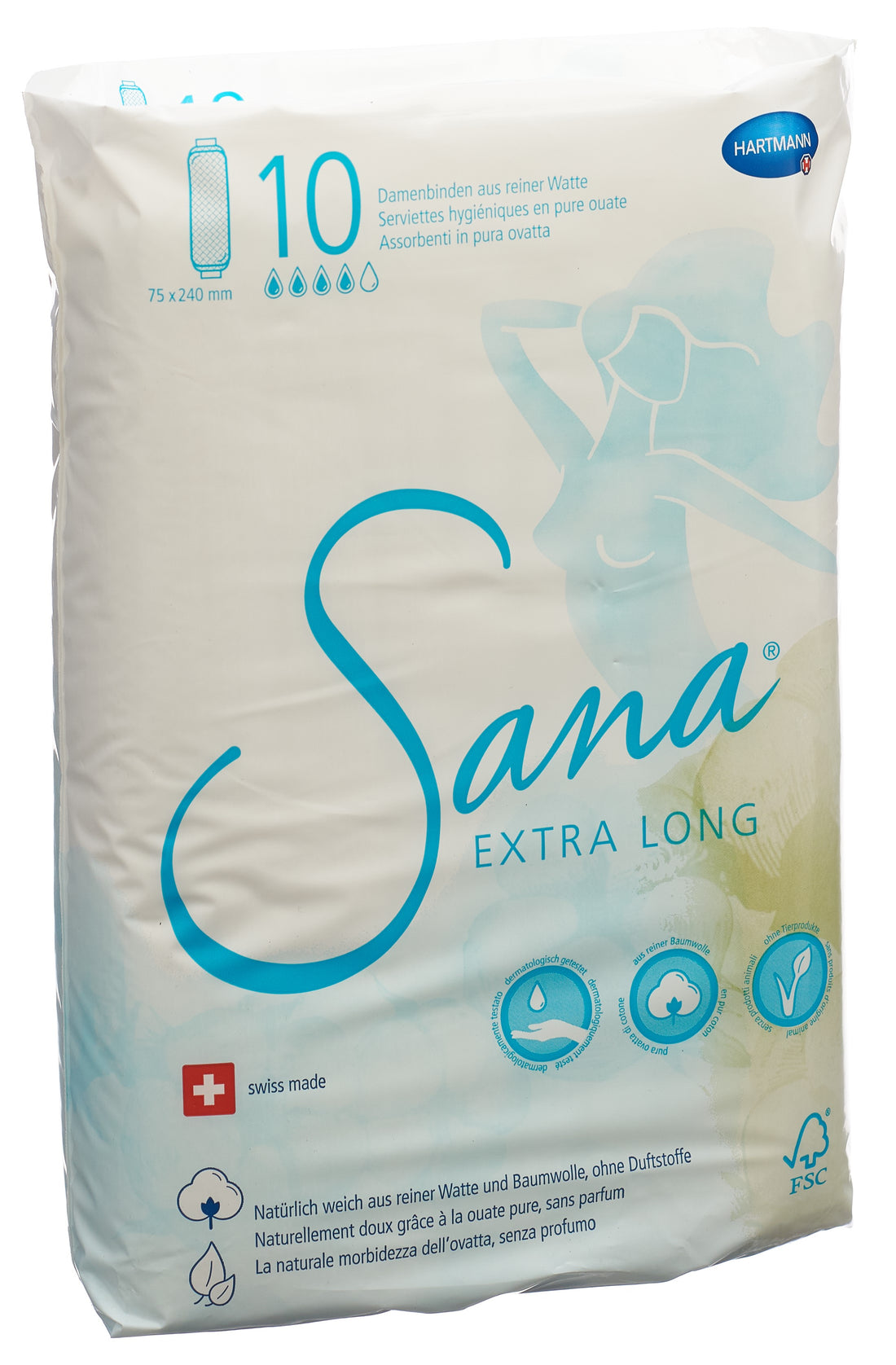 SANA EXTRA Serviettes Auto-Adhésives Confort &amp; Protection | 10 Pièces