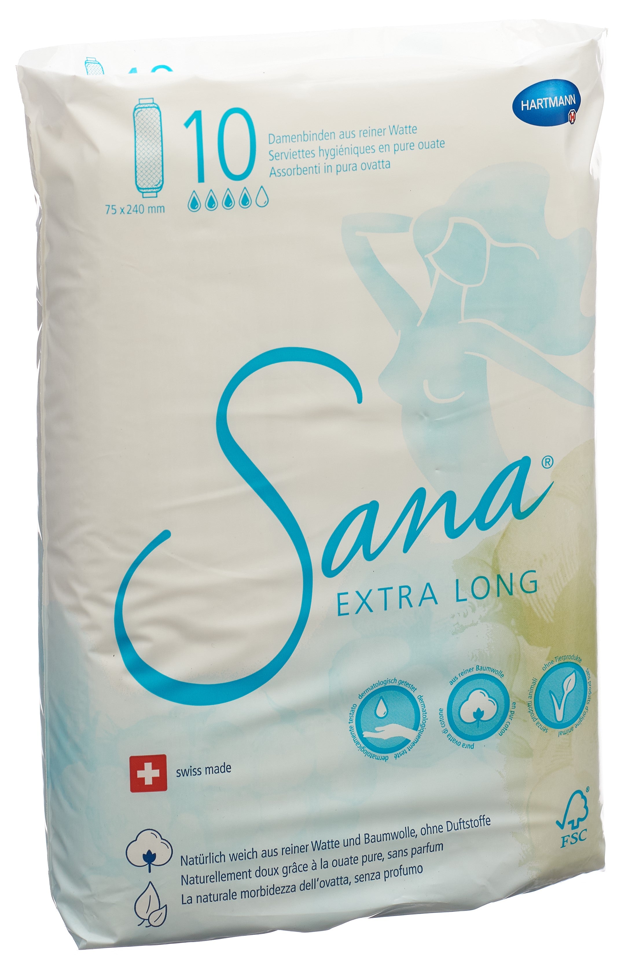 SANA EXTRA Serviettes Auto-Adhésives Confort &amp; Protection | 10 Pièces