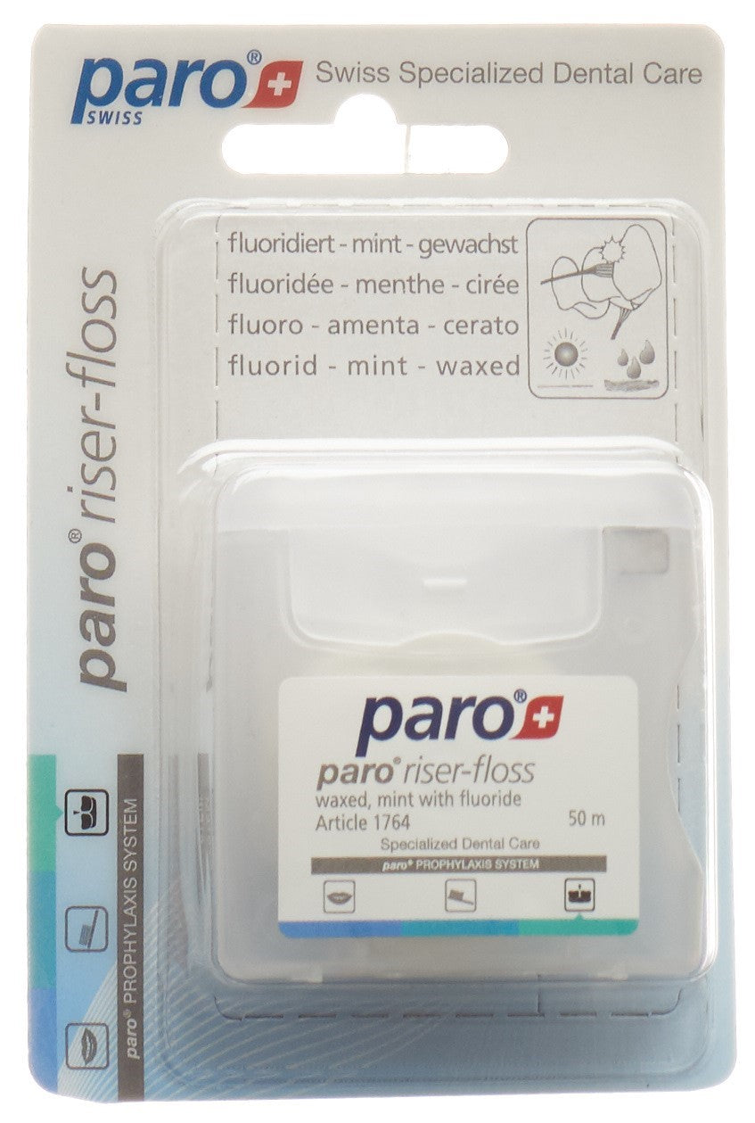 PARO Riser Floss Soin Dentaire Cire Menthe Fluor 50m