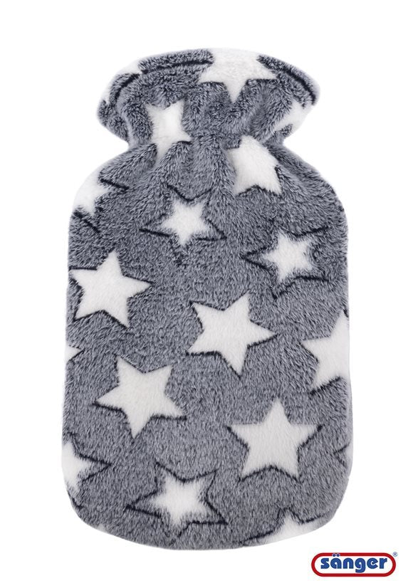 SÄNGER Bouillotte Caoutchouc Peluche 2L Étoiles | Confort Chaleureux