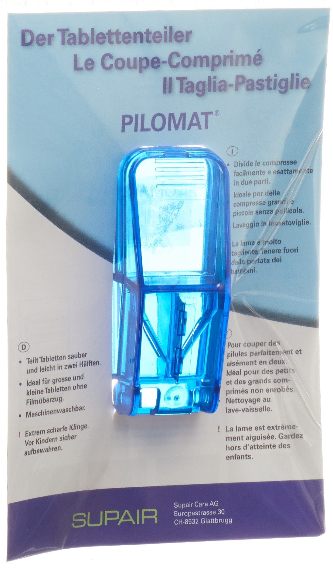 PILOMAT Coupe Comprimés Précis Bleu | Facile à Utiliser