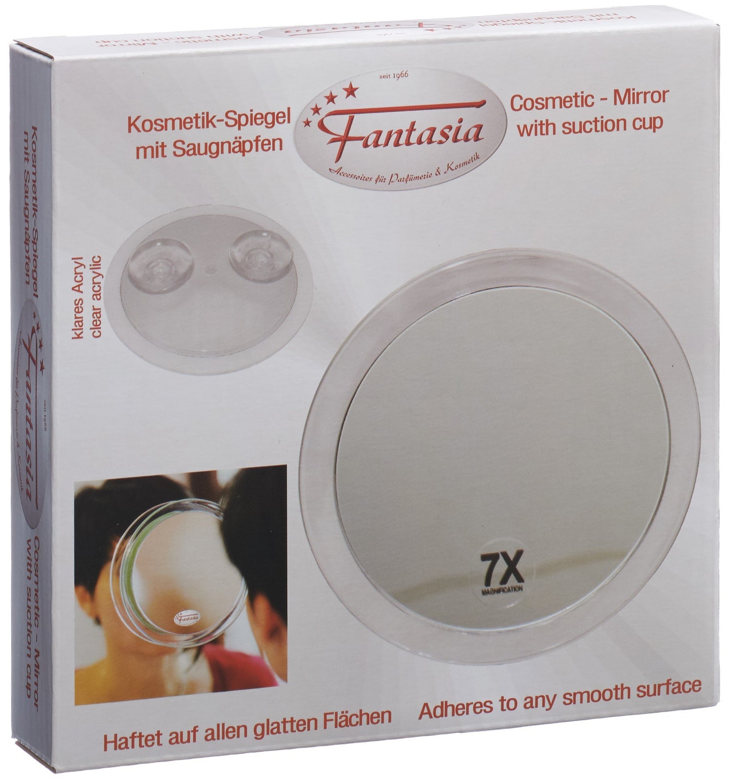 HERBA Miroir Grossissant 7x 15 cm | Maquillage &amp; Soins | 2 Ventouses