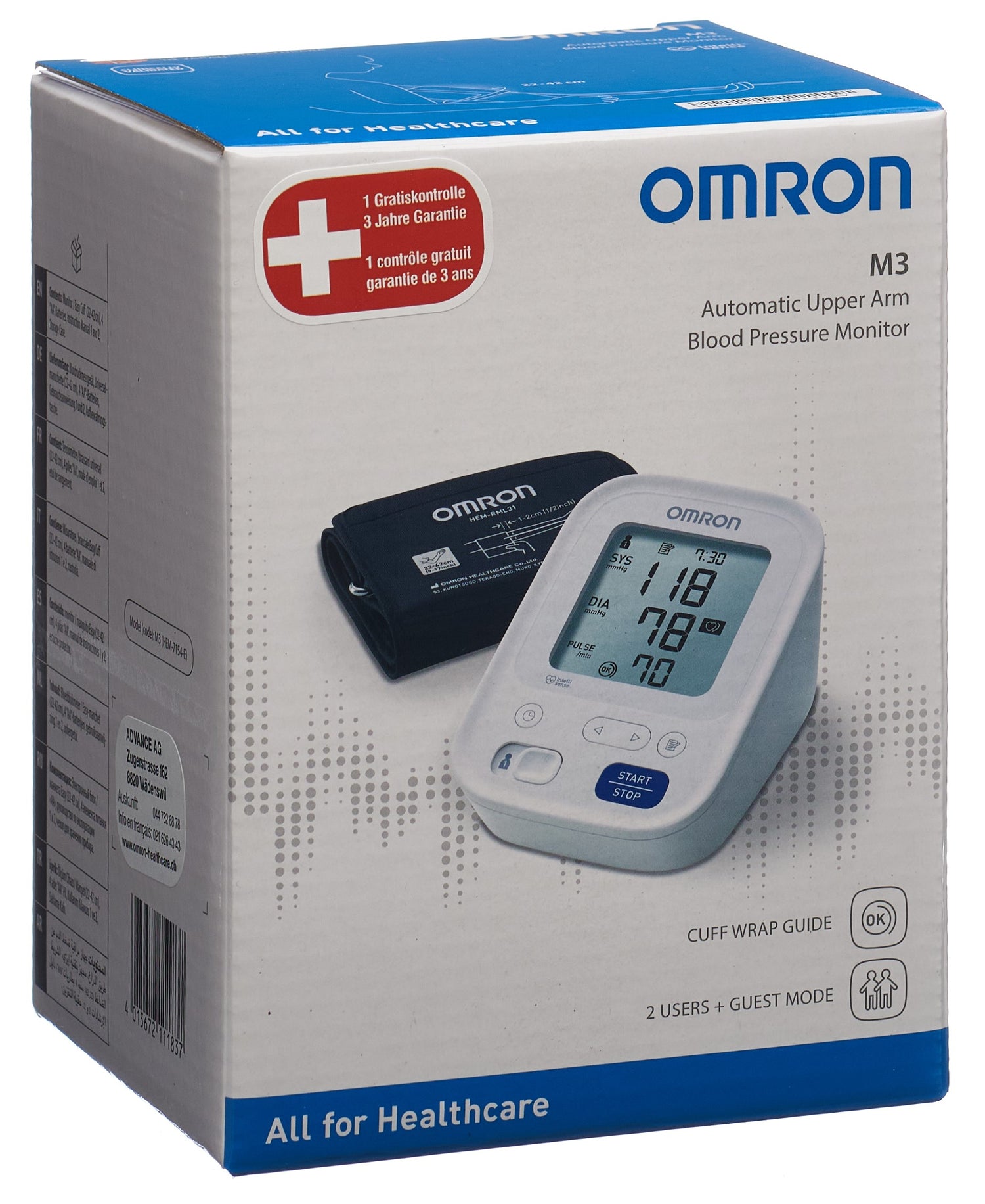 OMRON Tensiomètre Bras M3 Confort | Mesure Précise &amp; Facile