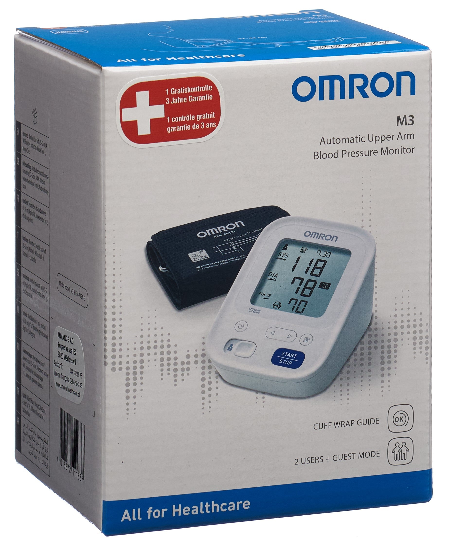 OMRON Tensiomètre Bras M3 Confort | Mesure Précise &amp; Facile